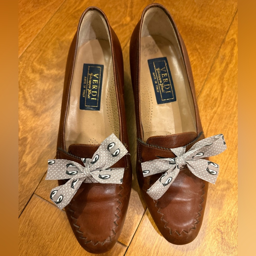 Vintage Giuseppe Verdi Italian Brown Leather Penny Loafers Size 5.5 or 35.5